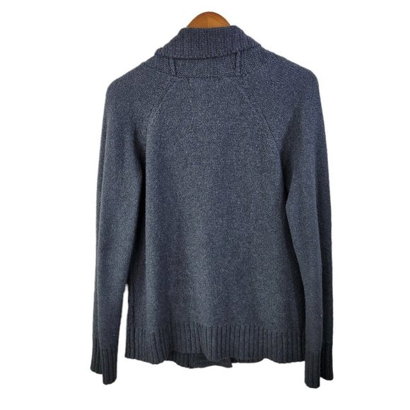 Eddie Bauer size Medium Cardigan Sweater Zip Cable Knit Chunky gray grey zip up - Picture 5 of 6